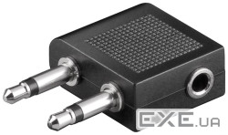 Перехідник аудіо Jack 3.5mm 3pin-3.5mm 2pinx2 F/M (Plane),адаптер 90ё Plane/Travel AUX, (75.06.1004) 90ё Plane/Travel AU
