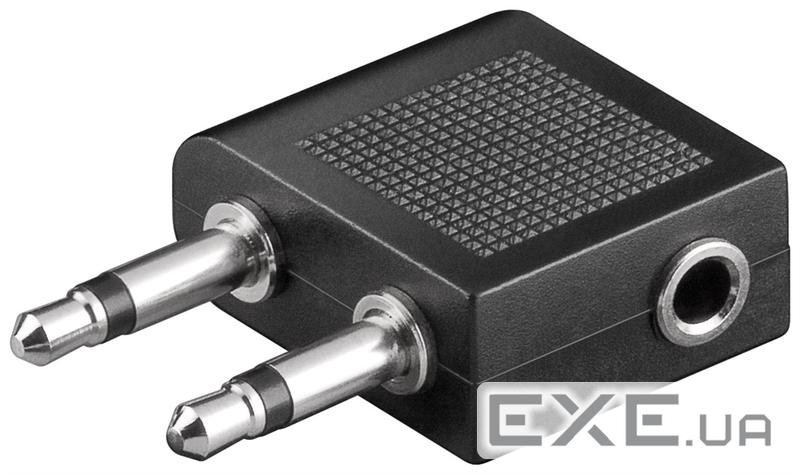 Перехідник аудіо Jack 3.5mm 3pin-3.5mm 2pinx2 F/M (Plane),адаптер 90ё Plane/Travel AUX, (75.06.1004) 90ё Plane/Travel AU
