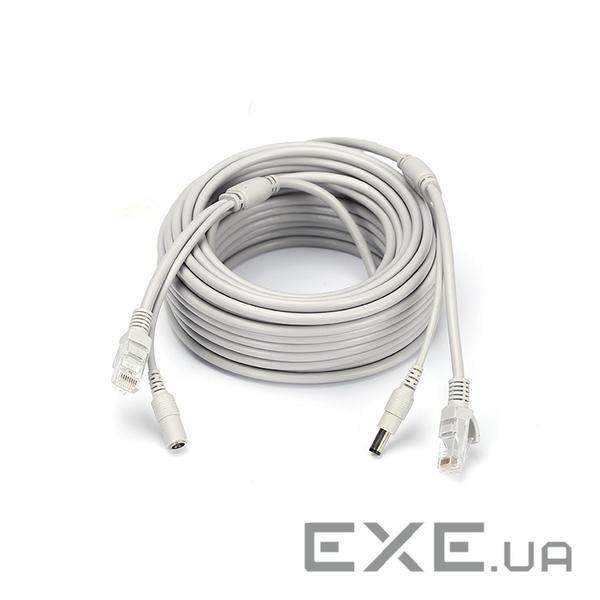 Патчкорд комбінований по кручений парі RJ-45 + DC 30m, сірий, Q (RJ-45+DC 30m) , Q (RJ-45+DC 30m)