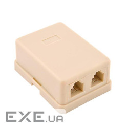 Розетка RITAR UTP 6P4C RJ12 2 порт. телефонна накладна біла, пакет , Q50 (6299)