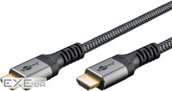 Кабель монітора-сигнальний HDMI M/M 0.5m,v2.0 4K@60Hz D=5.5mm 3xS Textile,чорний (75.06.4992-1) (75.06.4992-1)