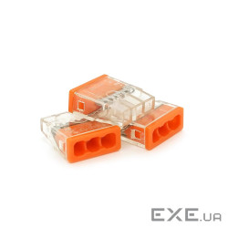 Самозатискна 3-провідна клема WAGO К773-203, 3-pin (К773-203 прозоро-помаранчева)