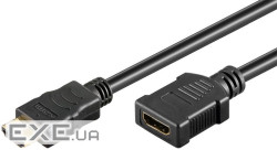 Кабель монітора-подовжувач HDMI M/F 1.0m,HS+HEC+ARC D=6.0mm 4K@60Hz Gold,чорний (75.06.1307-1) (75.06.1307-1)