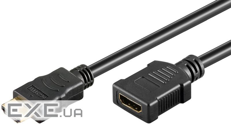 Кабель монітора-подовжувач HDMI M/F 1.0m,HS+HEC+ARC D=6.0mm 4K@60Hz Gold,чорний (75.06.1307-1) (75.06.1307-1)