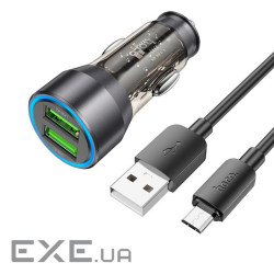 Набір АЗУ 12-24V HOCO NZ12+ кабель Micro, 2xUSB, 36W, кабель 1м, Black, Box (HOCO NZ12 / MB)