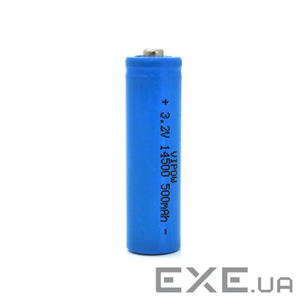 Акумулятор 14500 LiFePO4 (size AA), 500mAh, 3.2V, TipTop, blue Vipow (IFR14500-500mAhTT / 21439)