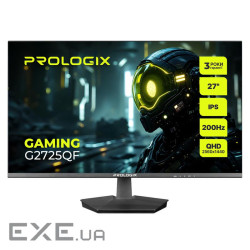 Монитор Prologix Gaming 27" G2725QF IPS Black 200Hz, 2560х1440, 1 мс, 300 кд/м2, DisplayPort,