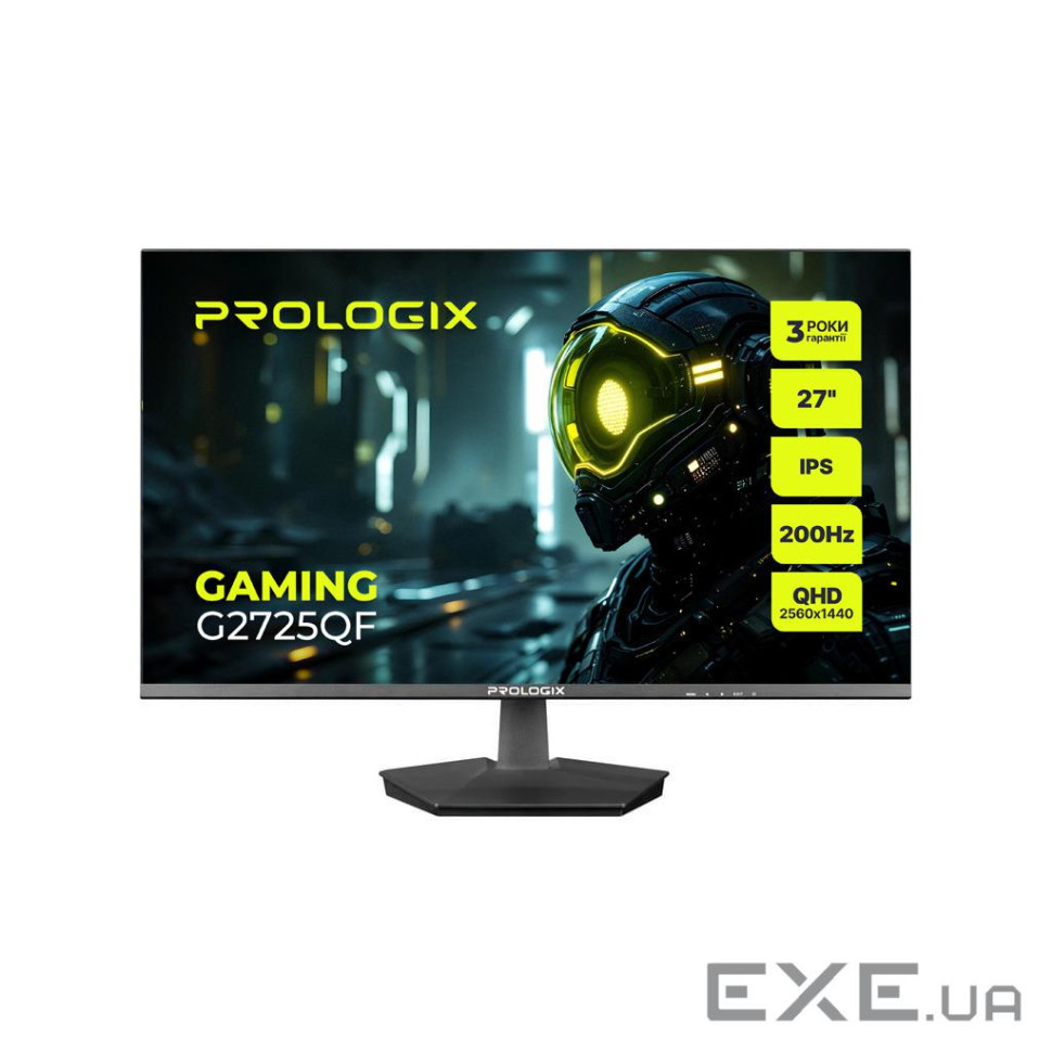 Монитор Prologix Gaming 27" G2725QF IPS Black 200Hz, 2560х1440, 1 мс, 300 кд/м2, DisplayPort,