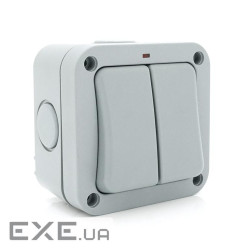 Вимикач подвійний зовнішнього монтажу, водонепроникний, IP66, AC: 110-250V, 10A, White (YT-MP42) , IP66, AC: 110-250V, 1