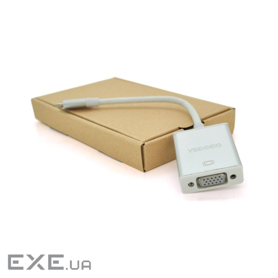 Перехідник USB-C M to VGA F 0.1m silver VEGGIEG (TV-S/W/01018)