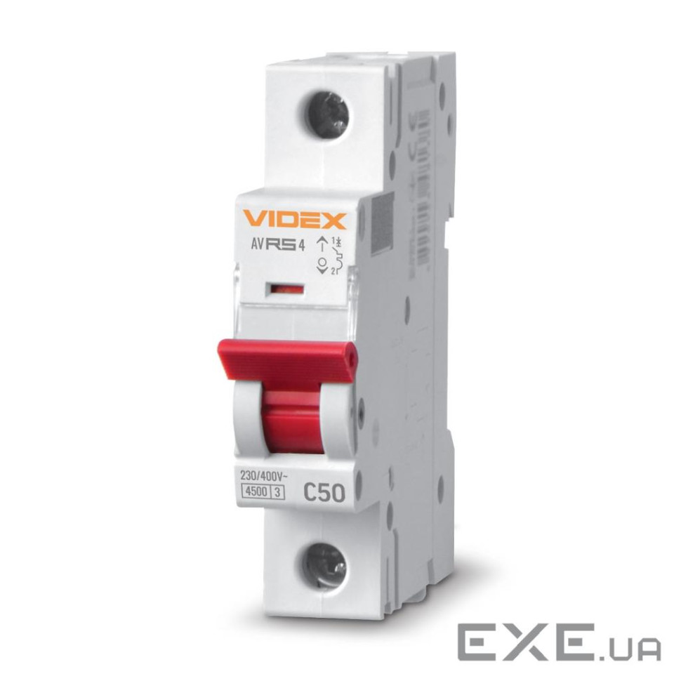 Автоматический выключатель Videx RS4 RESIST 1п 50А С 4,5кА (VF-RS4-AV1C50)