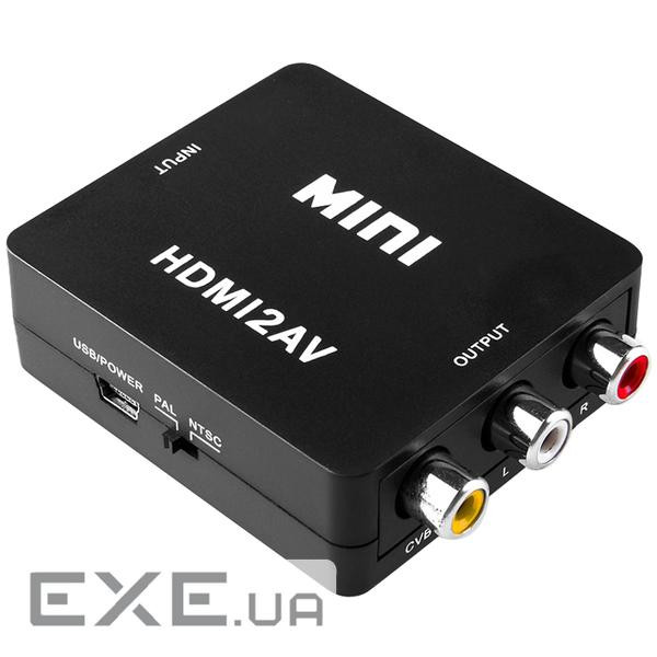 Перехідник моніторний HDMI-RCAx3 F/F,Pas (RCA-екран) +Audio 1080p,чорний (62.01.3189-1) (62.01.3189-1)