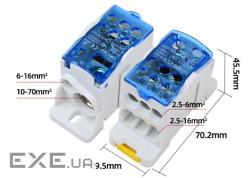 Паралельний розгалужувач-спліттер проводів UKK160, 6 виходів(латунь)6-2,5*16мм2 *1-10- (UKK160 BLUE) 2 *1-10- (UKK160 BL