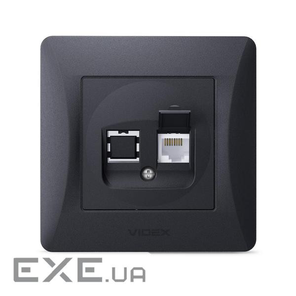 Комп'ютерна розетка Videx BINERA CAT6 одинарна чорна (VF-BNSK1PC6-BG)