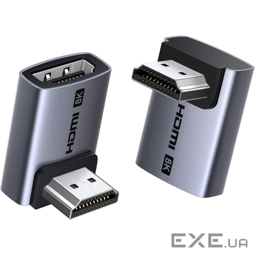 Перехідник HDMI M to HDMI F 8K60Hz 48Gbps 90 corner black Ugreen (85632)