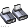 Перехідник HDMI M to HDMI F 8K60Hz 48Gbps 90 corner black Ugreen (85632)