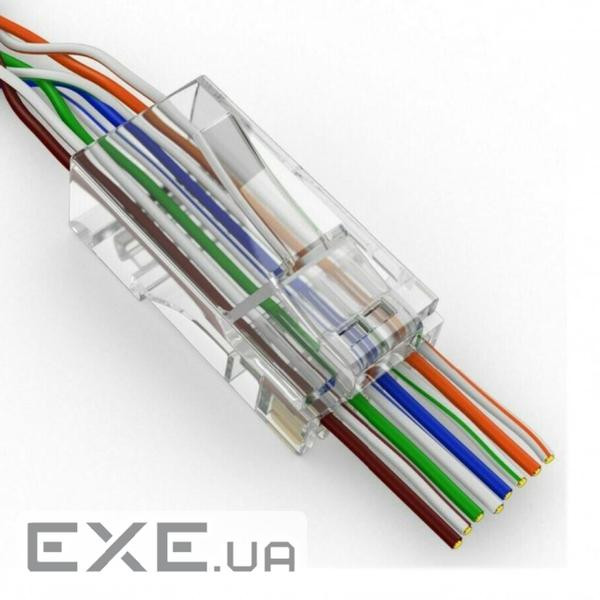 Конектор RJ45 cat.5e, наскрізні отвори, 50 шт Merlion (10565)