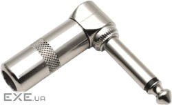 Перехідник аудіо Jack 6.3mm-конектор,/M Mono Metal 90ё під пайку,чорний (62.09.8509-1)