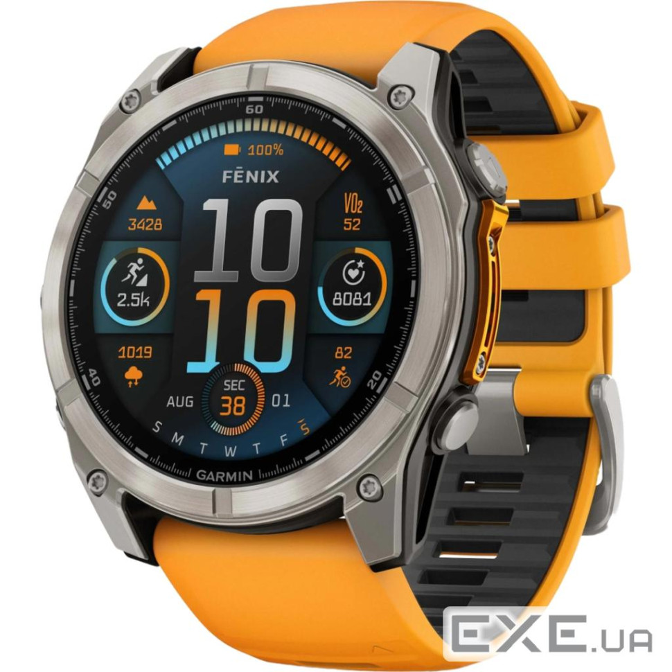 Смарт-годинник Garmin fenix 8 51mm, AMOLED, Saph, Ti/Bare/Grpht, SparkOrg/GrphtBd, (010-02905-11)