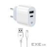 Зарядний пристрій MadeInFuture MFS12 12W 1xUSB-A + 1xUSB-C + cable USB-A to Lightning Whi (MIF82823)