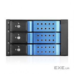 iStarUSA BPN-DE230HD-BLUE Trayless 2x5.25 inch to 3x3.5 inch 12Gb/s HDD HS Rack Blue Brown Box