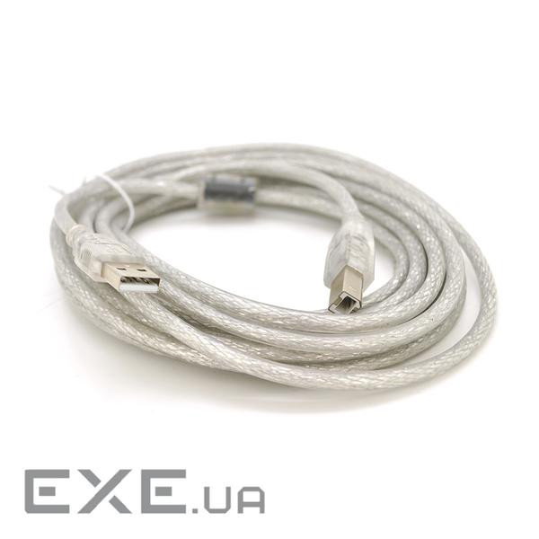 Кабель USB 2.0 AM / BM, 5.0m, 1 ферит, білий (YT-AM / BM-5.0W) (YT-AM / BM-5.0W)