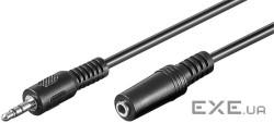 Кабель аудіо-подовжувач Jack 3.5mm 3pin M/F 2.0m,Round Nickel AUX D=4.0mm,чорний (7 (75.05.0431 2м) )