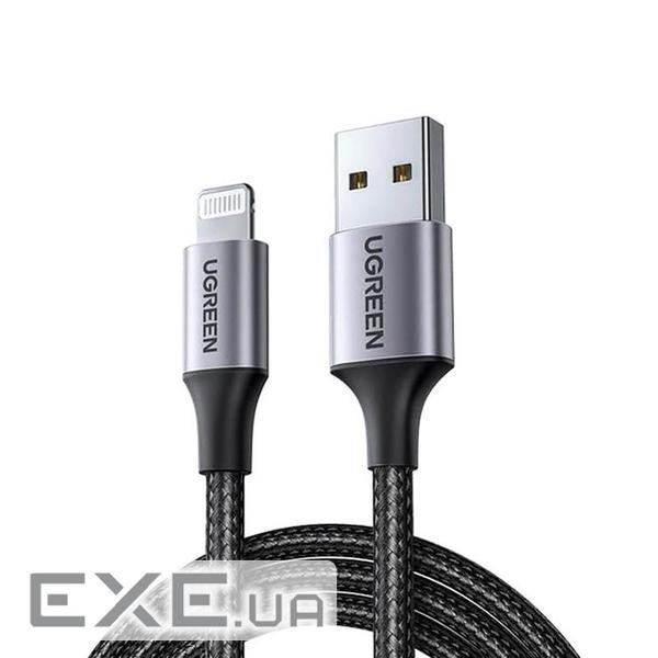 Дата кабель USB 2.0 AM to Lightning 2.0m US199 2.4A Black Ugreen (60158)