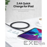 Дата кабель USB 2.0 AM to Lightning 2.0m US199 2.4A Black Ugreen (60158)