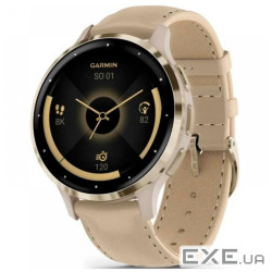 Смарт-годинник Garmin Venu 3S, Fr. Gray + Soft Gold, Leather, GPS (010-02785-55)