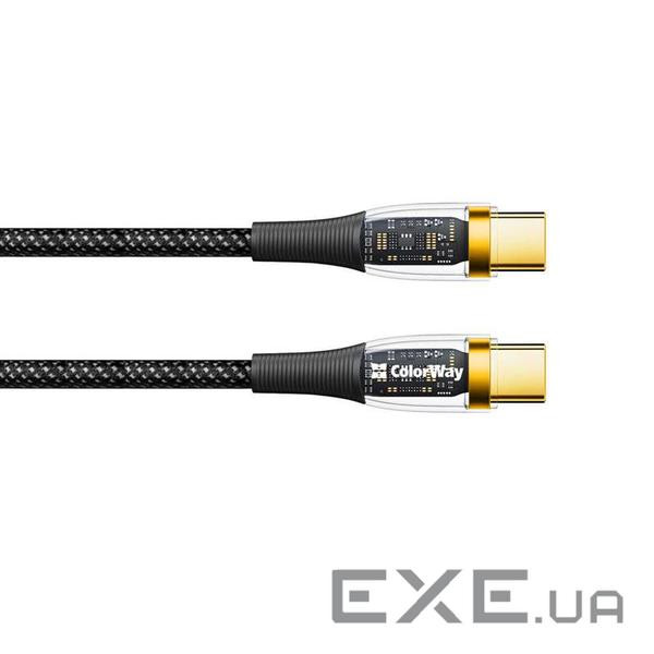 Дата кабель USB-C to USB-C 1.2m 5A 100W transparent head ColorWay (CW-CBPDCC053-BK)