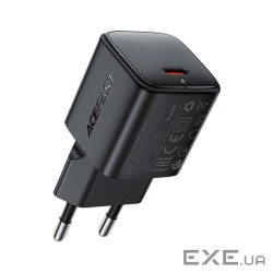 Зарядний пристрій Acefast A117 USB-C PD20W GaN black (6974316284987)