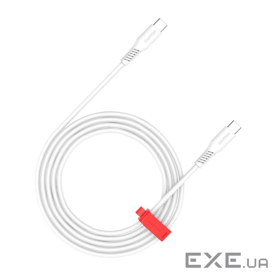Дата кабель USB-C to USB-C 2.0m CC60SC 60W White Canyon (CNS-CC60SC20W)