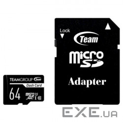 Карта пам'яті TEAM microSDXC Dash Card 64GB UHS-I Class 10 + SD-adapter (TDUSDX64GUHS03)