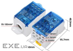 Паралельний розгалужувач-спліттер проводів UKK400, 11 виходів(латунь)4-2,5*10мм2*1-95- (UKK400 BLUE) 2*1-95- (UKK400 BLU