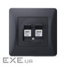 Комп'ютерна розетка Videx BINERA CAT6+CAT3 подвійна чорна (VF-BNSK2PC6TF3-BG)