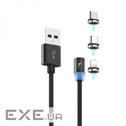 Кабель SkyDolphin S59KIT Magnetic USB - Lightning + microUSB + Type-C 1м , Black (SDUSB-000547)