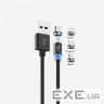 Кабель SkyDolphin S59KIT Magnetic USB - Lightning + microUSB + Type-C 1м , Black (SDUSB-000547)