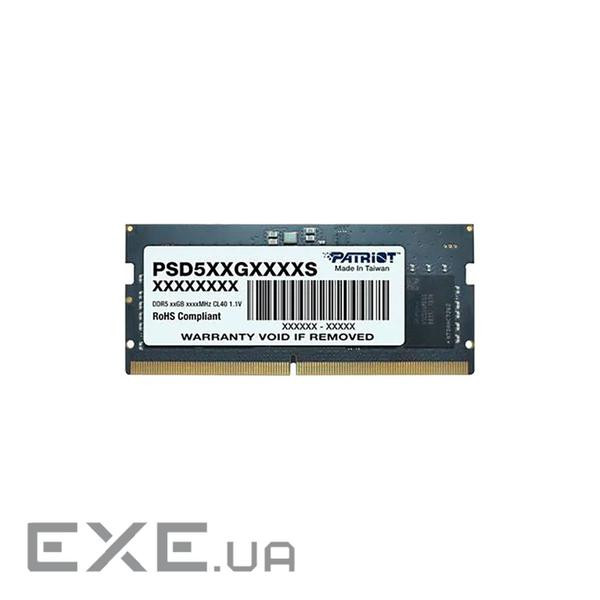 Оперативна пам'ять Patriot SODIMM DDR5-5600 8192MB PC5-44800 (PSD58G560041S)