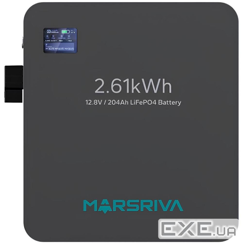 Акумуляторна батарея Marsriva LiFePO4, 12.8V/204Ah, 2.61kWh, настінне кріплення (MR-LFP12-200-WMD)