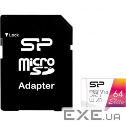 Карта пам'яті microSDXC, 64Gb, Class10 UHS-I A1 V10 Silicon Power Elite Color + (SP064GBSTXBV1V20SP)