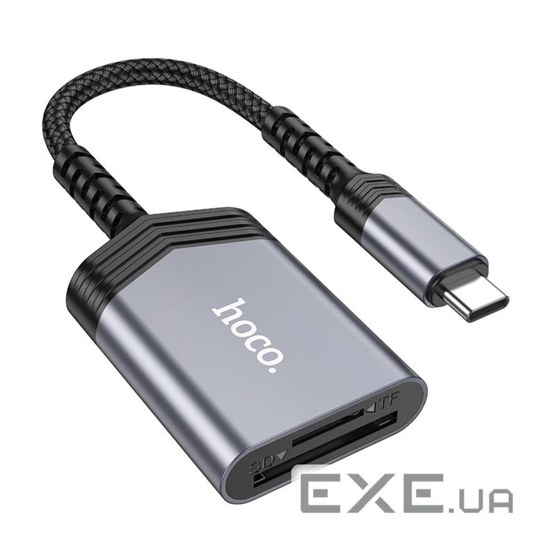 Кардридер HOCO UA25 2-in-1 card reader Type-C Metal Gray (6942007608862)