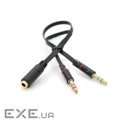 Спліттер Jack 3.5 (мама) 2 pin => 2 * Jack 3.5 (тато) 2 pin, плоский, Blac (DPN-R2M-1F / KBc) , Blac (DPN-R2M-1F / KBc)