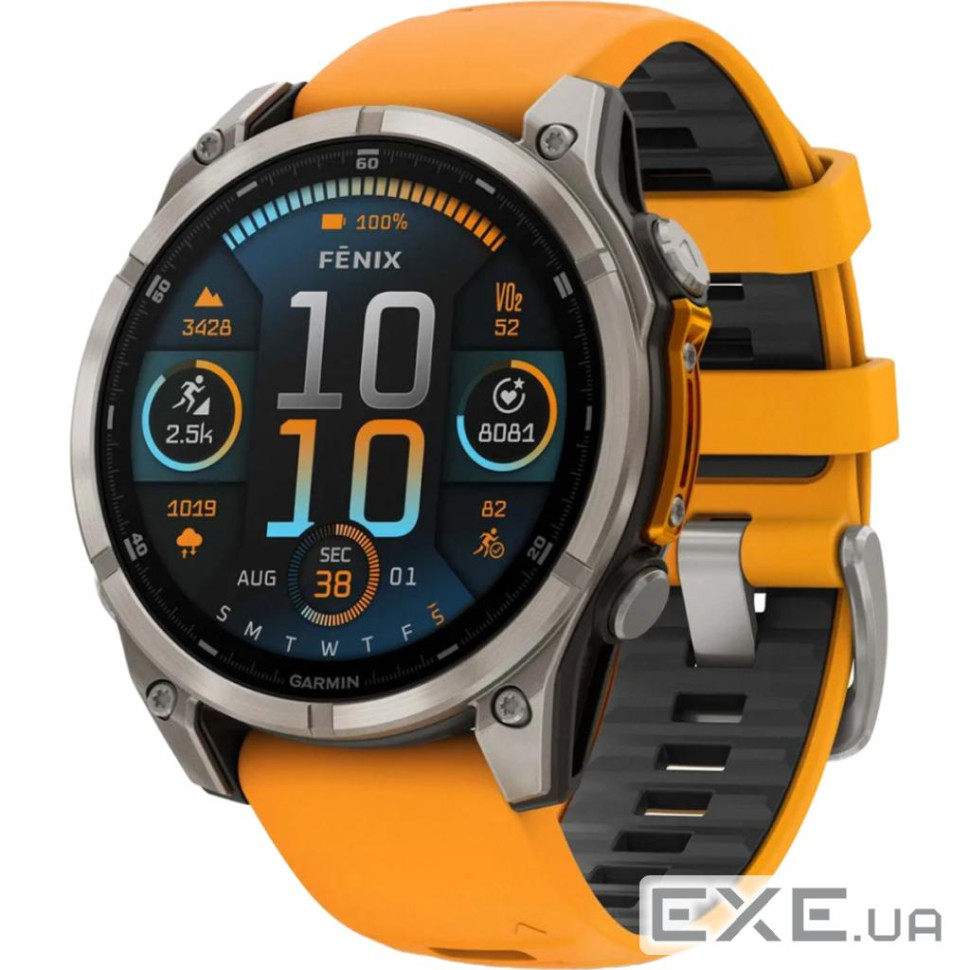 Смарт-годинник Garmin fenix 8 47mm, AMOLED, Saph, Ti/Bare/Grpht, SparkOrg/GrphtBd, (010-02904-11)