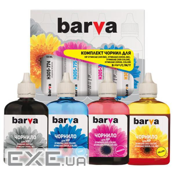 Чорнило Barva HP 305 100 мл*4 C/M/Y/BP (H305-100-MP)