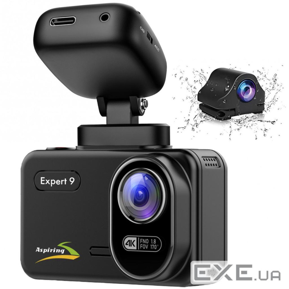 Відеореєстратор Aspiring Expert 9 Speedcam, WI-FI, GPS, 2K, 2 camers (EX123SS) Aspiring Expert 9 Speedcam, WI-FI, GPS, 2