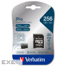 Карта пам'яті VERBATIM microSD Pro 256GB UHS-I U3 V30 A2 Class 10 + SD-adapter (47045)