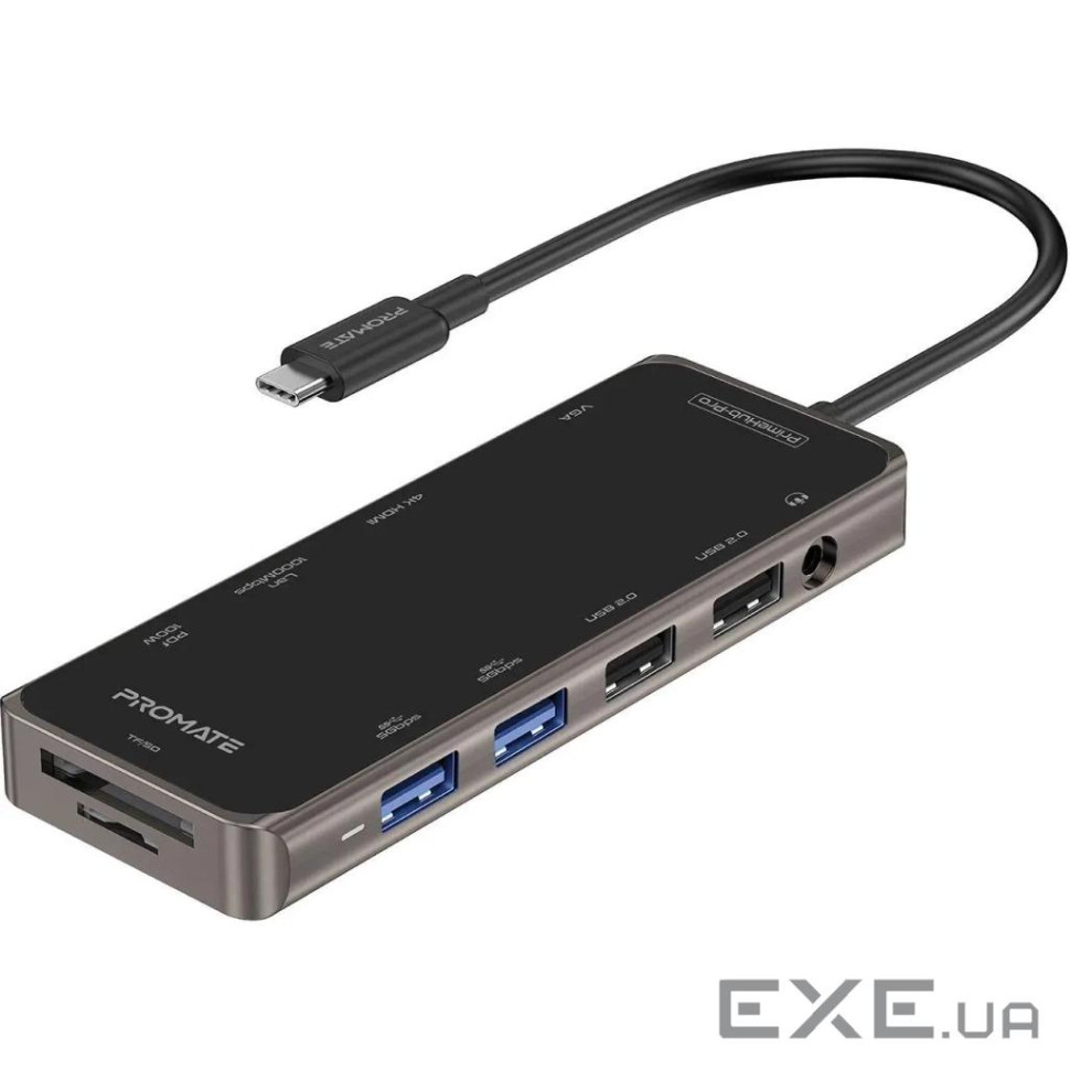 USB-хаб Promate PrimeHub-Pro USB Type-C Grey (primehub-pro.grey)