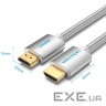Кабель HDMI M-M,15.0 м, V2.0, 4K обплетення , Silver Metal Type Vention (AABIN)