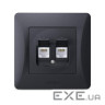 Комп'ютерна розетка Videx BINERA CAT6+CAT6 подвійна чорна (VF-BNSK2PC6-BG)